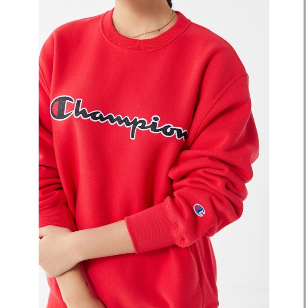 Champion Oversized Chain Stitch Script Crew Neck